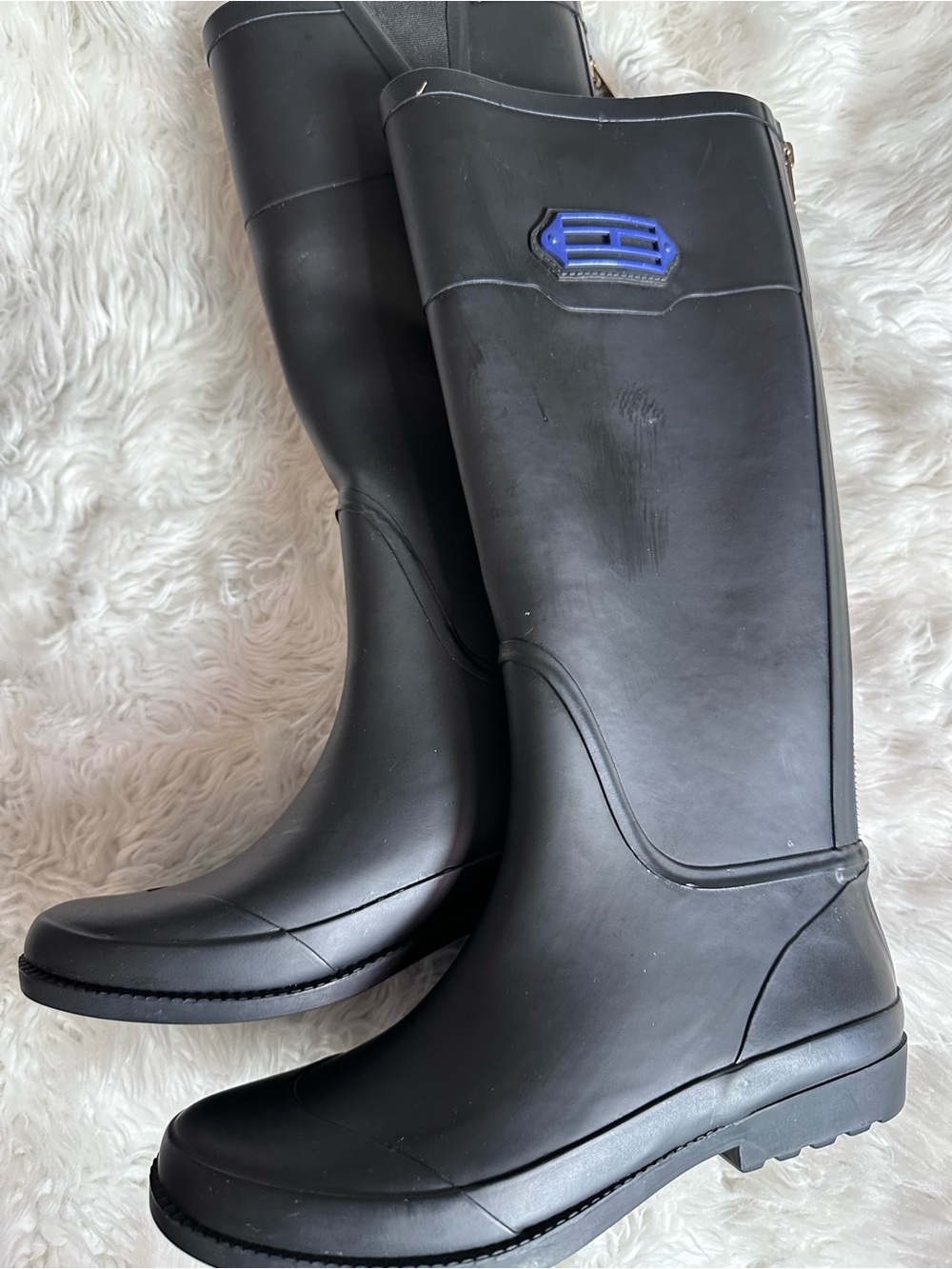 Tommy Hilfiger Black Tall Waterproof Rain Boots